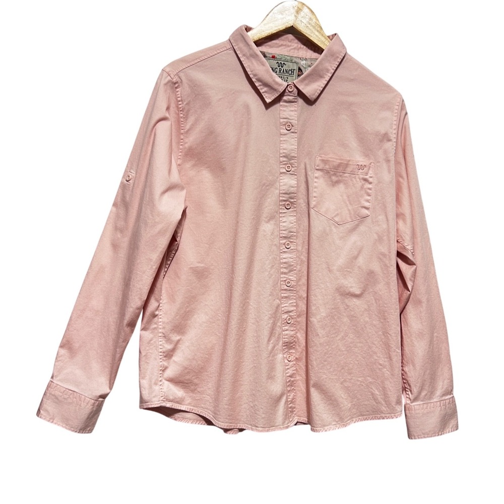 King Ranch Women Western‎ Coastal Cowgirl Button Up Top L Pink Prairie Country